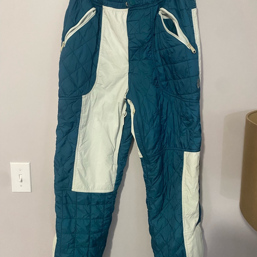 Quilted Pants in Teal and White